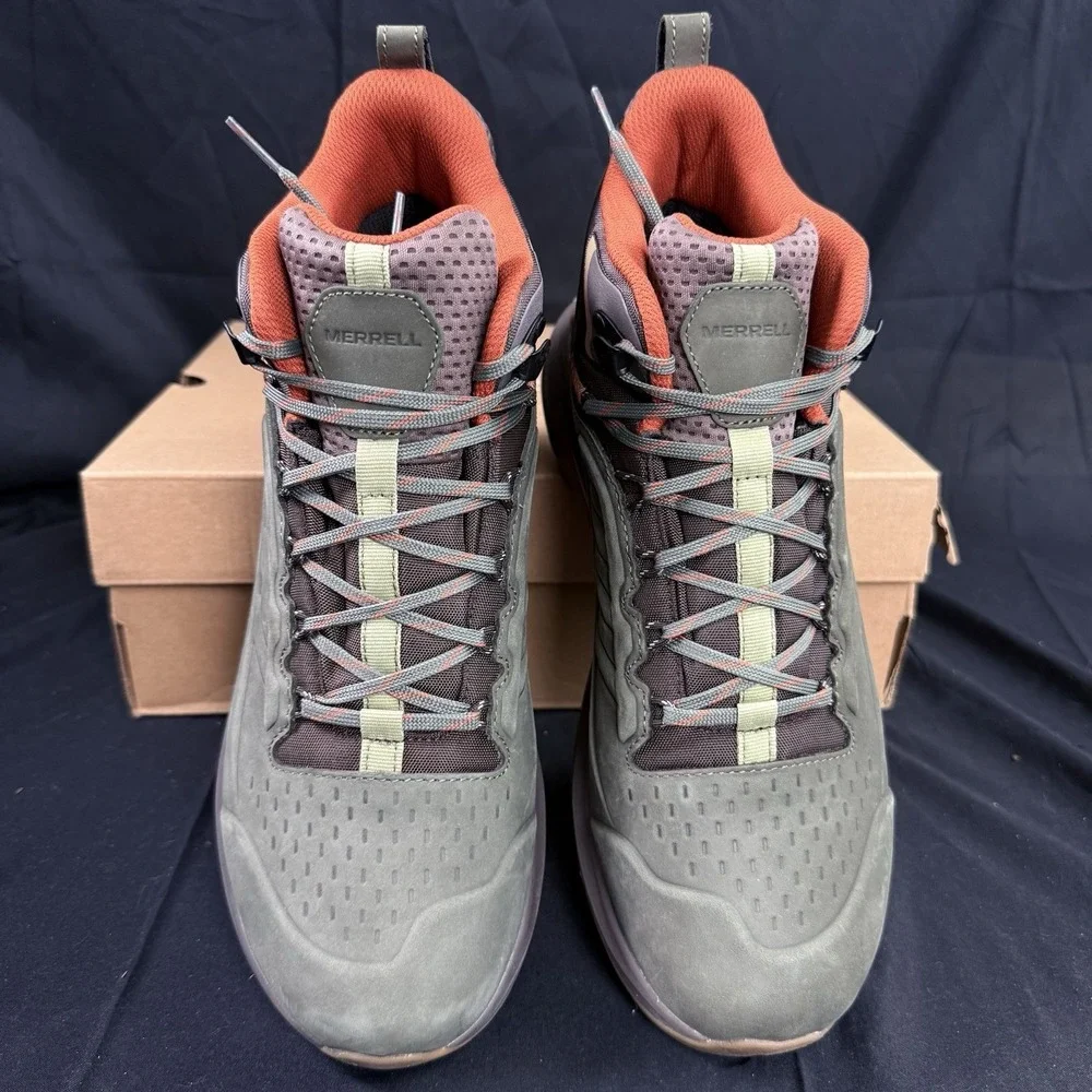 Merrell Men's Moab Speed 2 Leather Mid Size 8.5 Waterproof Hiking Boots Green